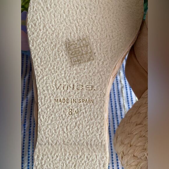 VINCE Women Gilian Suede Wedge Sandal Blonde Size 8M Beige NEW - Picture 10 of 16
